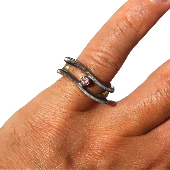 Vintage Sterling Silver Pink Cubic Zirconia Ring 6 - Picture 8 of 8